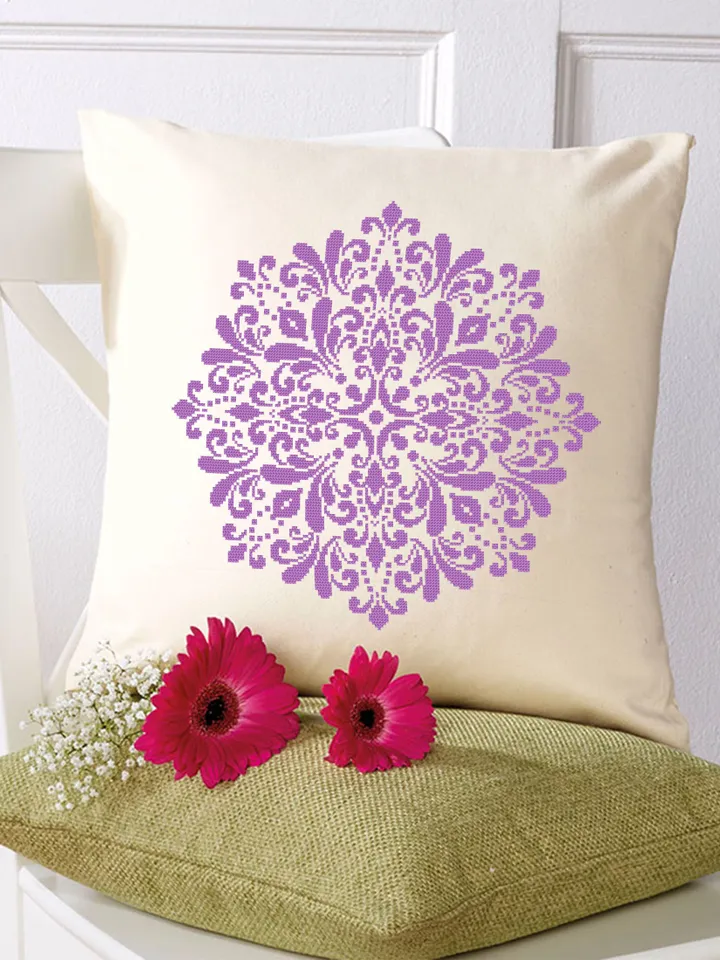 Mandala cross stitch pattern PDF download Monochrome mandala pattern digital PDF, Simple cross stitch chart for beginner, Mandala art #M255