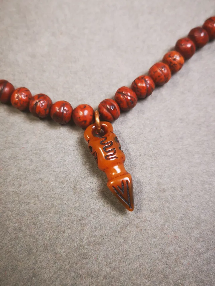 Gandhanra Tibetan Bone Carved Phurba Amulet, Ritual Implement Pendant