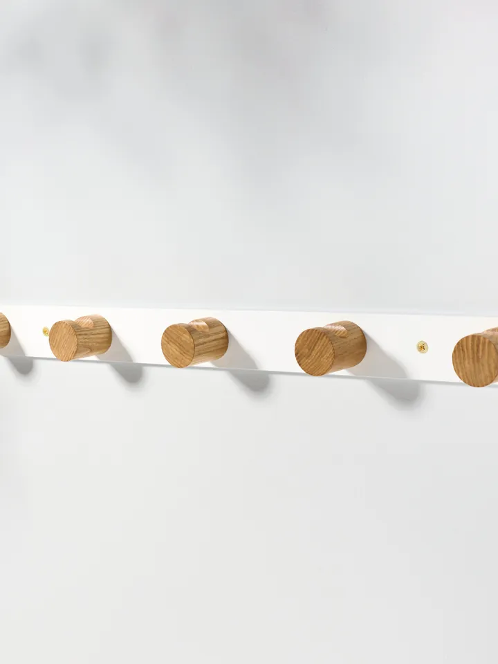 White + Ash Minimalist Metal and Wood Wall Mounted Coat hook