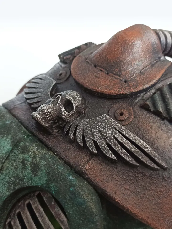 Exclusive helmet in post-apocalyptic steampunk cyberpunk styles