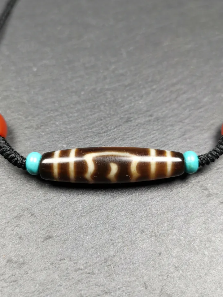 Gandhanra Tibetan Garuda Dzi Bead Necklace,Unique Buddha Amulet and Protection Jewelry