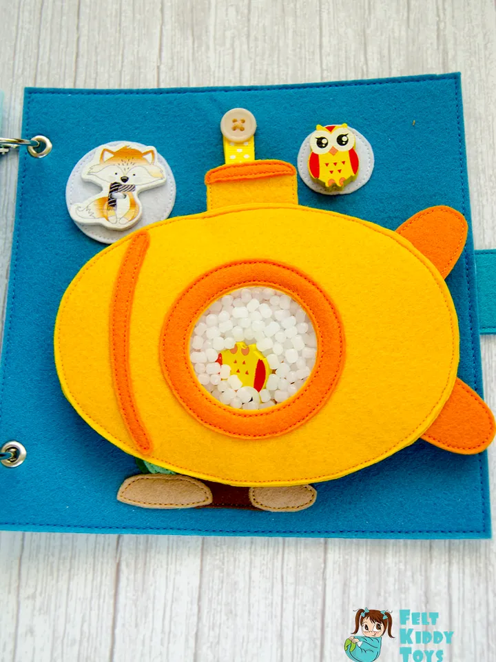 Submarine Quiet book page, Pattern and Tutorial, PDF+SVG files