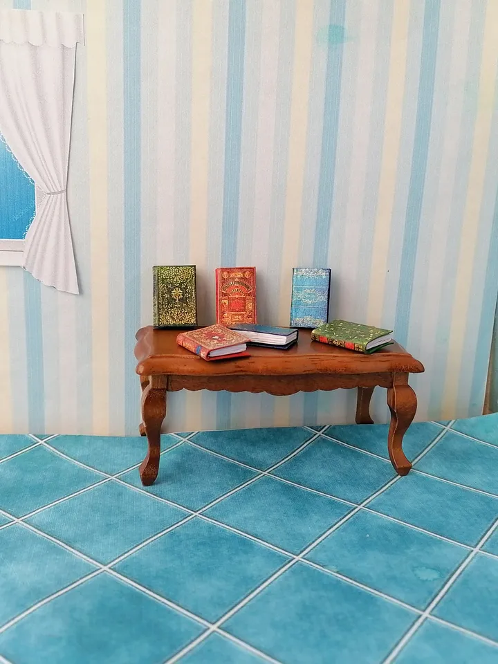 Dollhouse book set in 1:12 scale. Handmade.