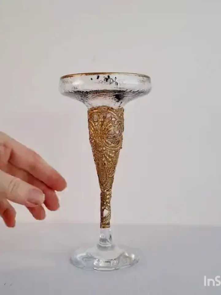 Gold Glass Candle Holder Handcrafted Vintage-Inspired Glass Candle Holder