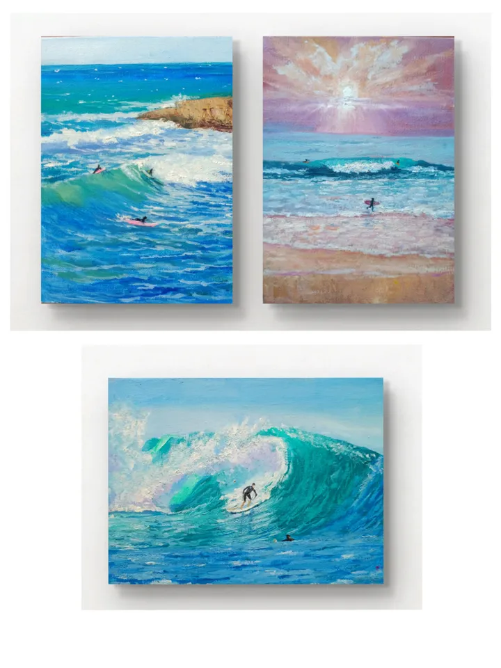 人気ブランド 海外通販 - 国内入手困難 Three Pictures Seascape ocean art ocean art coastal art 絵画