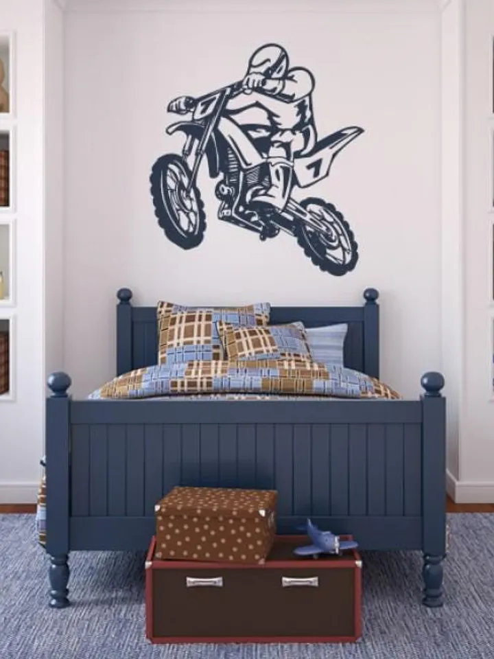 Motorcycle Wall decal Kids Motocross Dirt bike decor Sticker z641