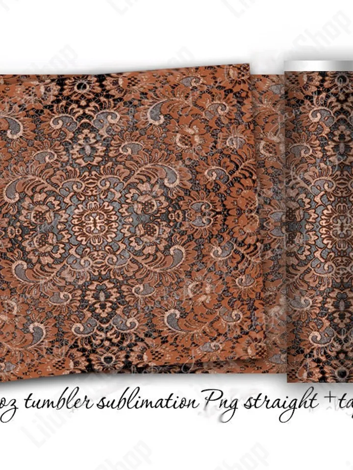 Tooled leather sublimation designs for 20oz skinny straight & tapered tumbler Lace tumbler wrap sublimation PNG tumbler sublimation