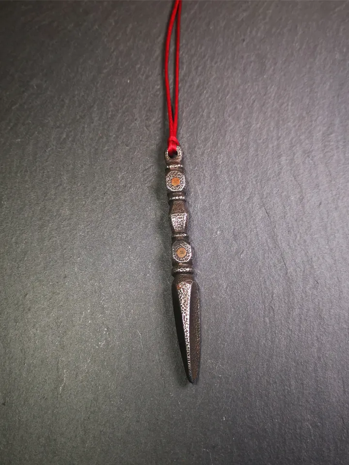 Gandhanra Handmade Tibetan Amulet ,Kila(Dorje Phurba) , Trantic Buddhism Ritual Implement Pendant,Made of Cold Iron,4.0"