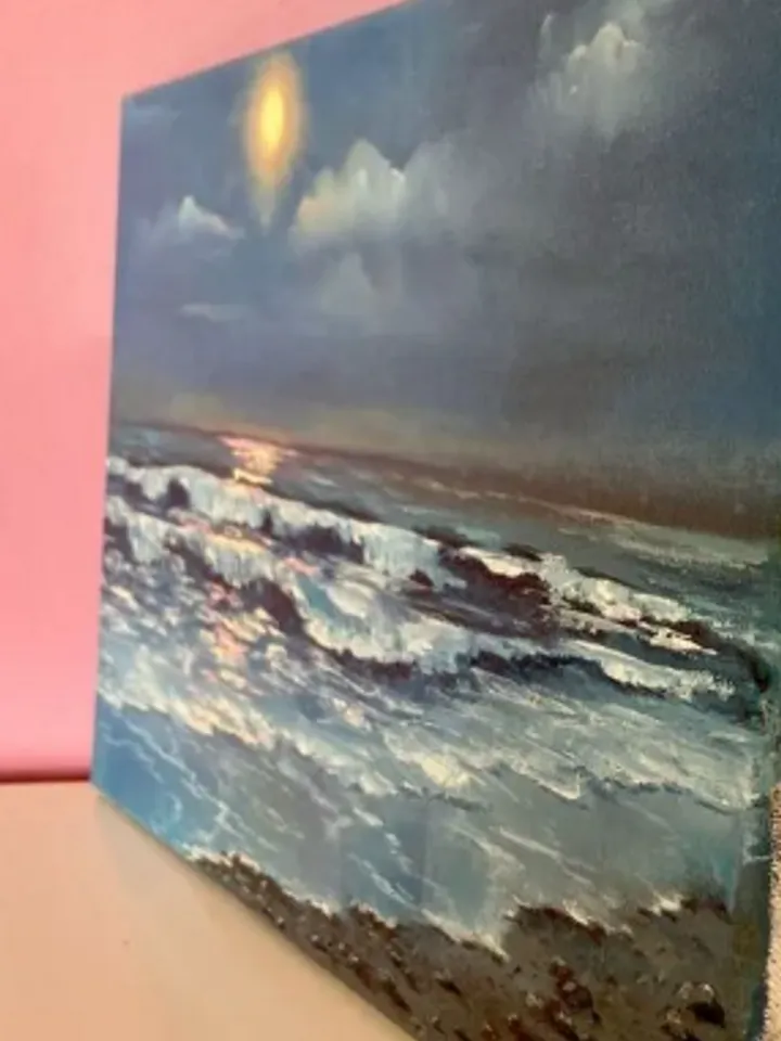 Painting, oil, "Evening sea", size 30 by 20 cm