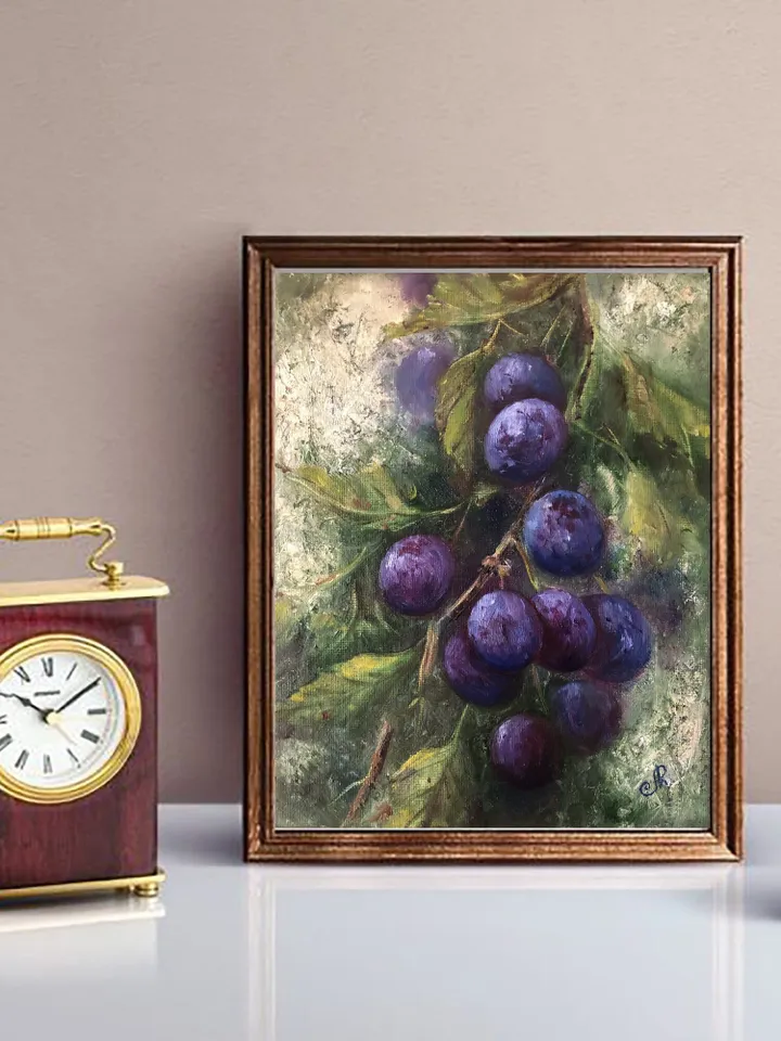 Fruits Oil Painting Kitchen Still life Original Painting Plums painting