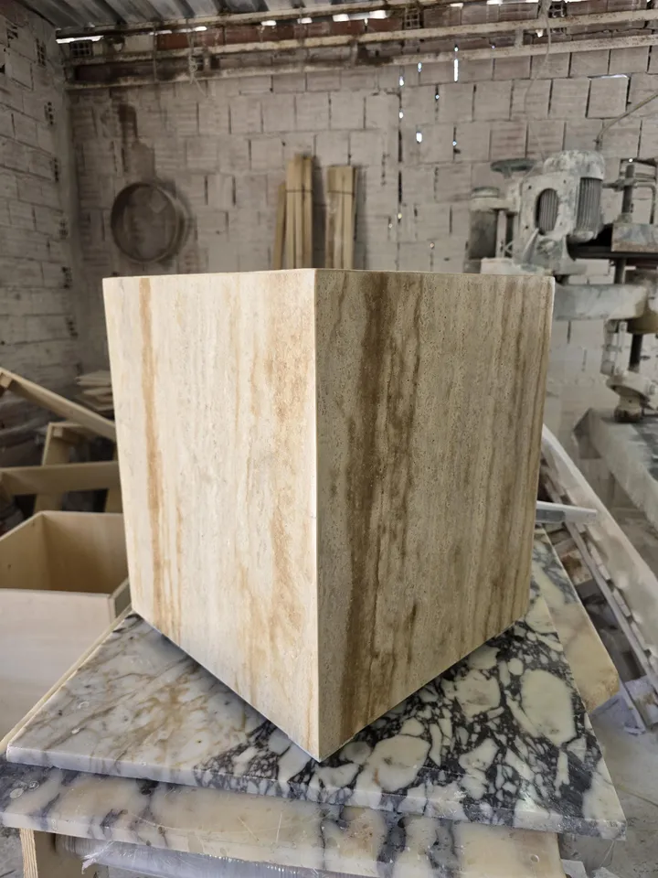 Travertine cube table,nightstand side table end table real travertine handmade and free shipping