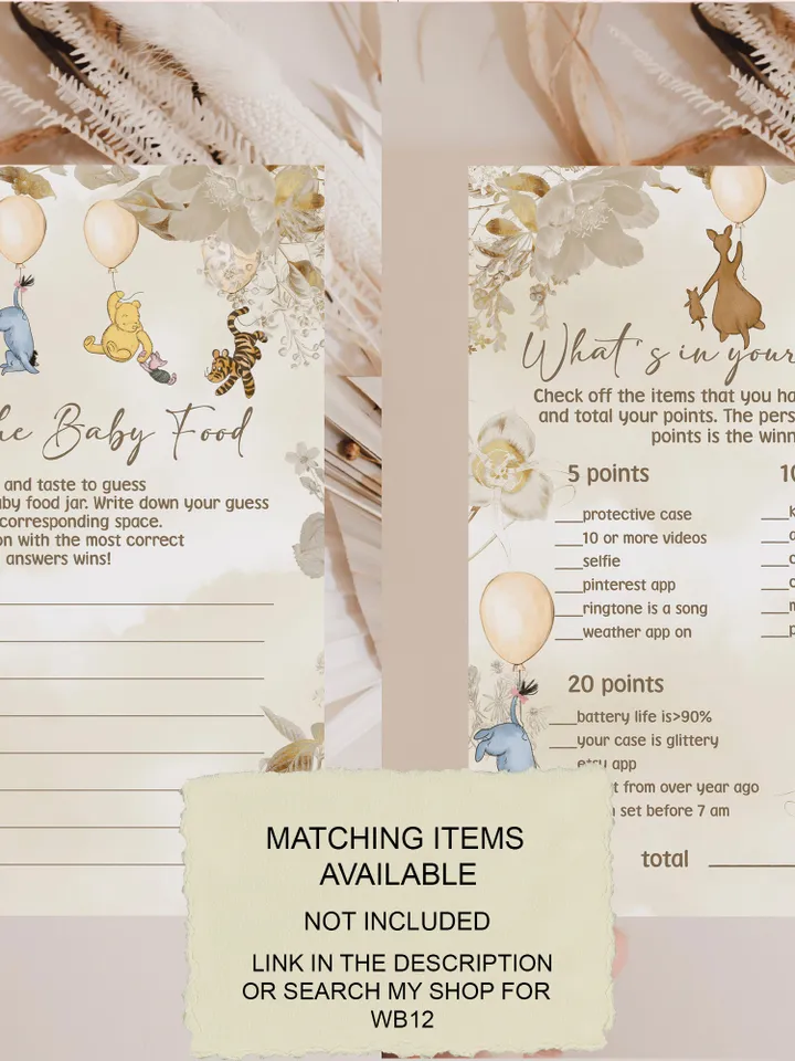 Editable Thank you card Winnie the Pooh; Winnie the Pooh Baby Shower; Printable thank you cards; Winnie the PoohPooh Party Decoration; Wb12