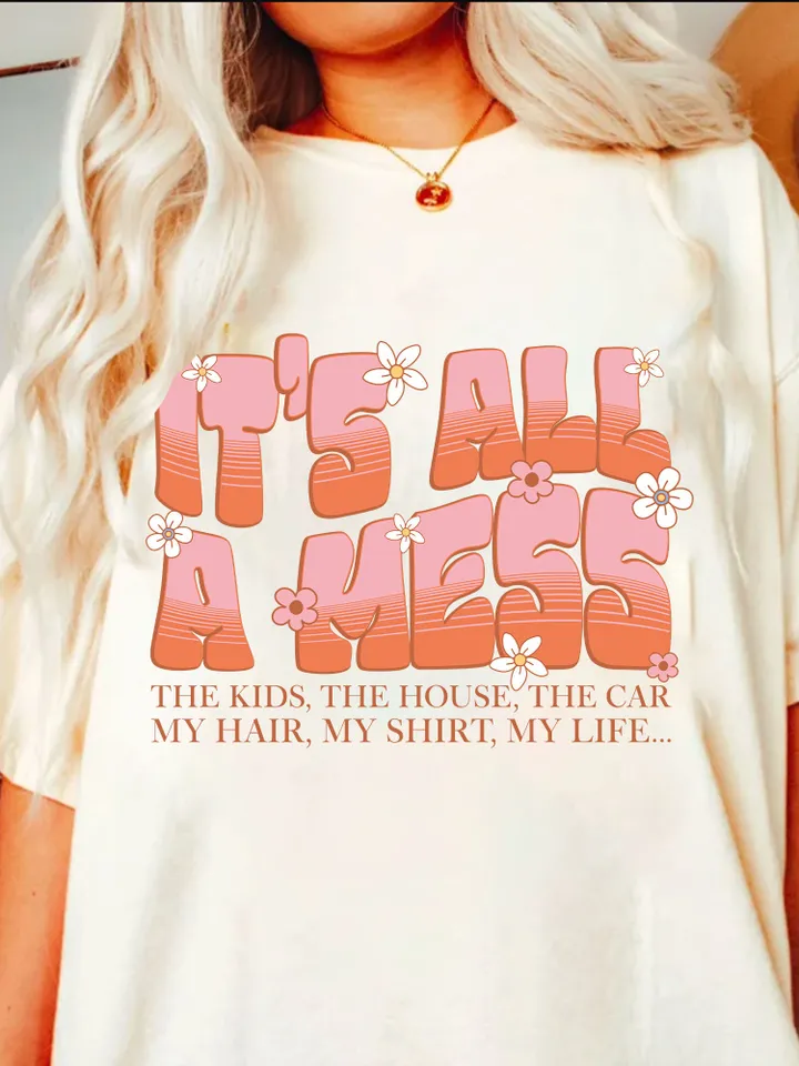 Funny Mom PNG, Retro Mama PNG, Sublimation Design, Digital Download Png, It's All A Mess Png, Mother's Day Png, Hot Mess Mom png