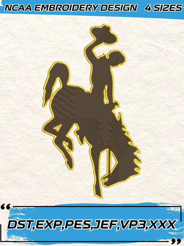 Wyoming Cowboys Embroidery Designs,NCAA Logo Embroidery Design,Machine Embroidery Design File,4 Sizes, Digital Download