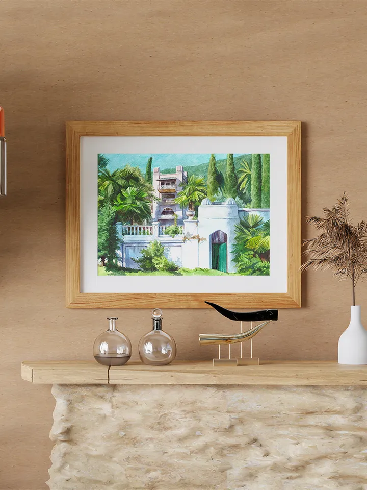 Old house in the mountains Abkhazia New Athos Watercolor Digital file for printing Copy of the author's painting