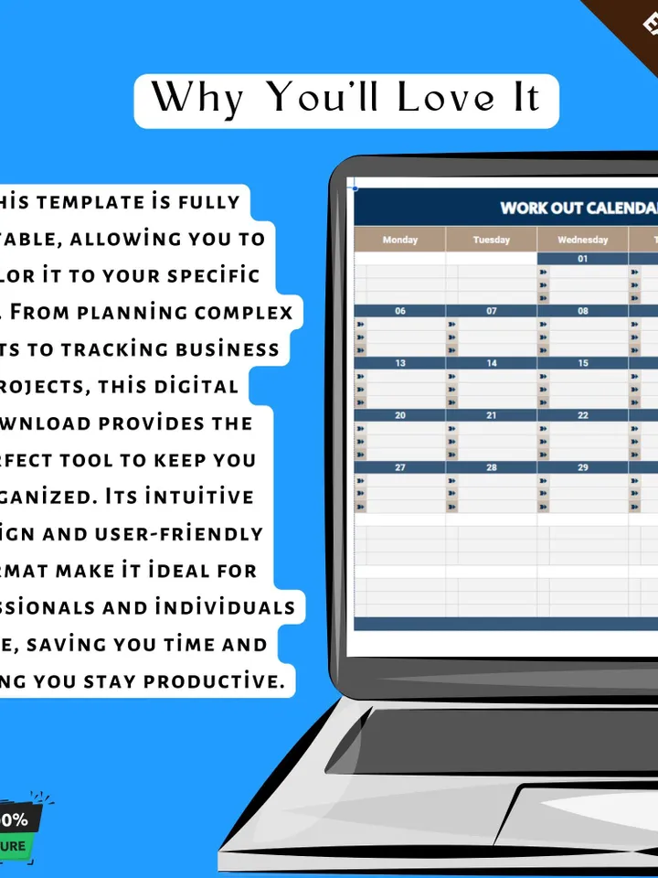 Workout Calendar Template, Editable Google Sheets, Fitness Planner for Scheduling and Tracking Exercise Routines
