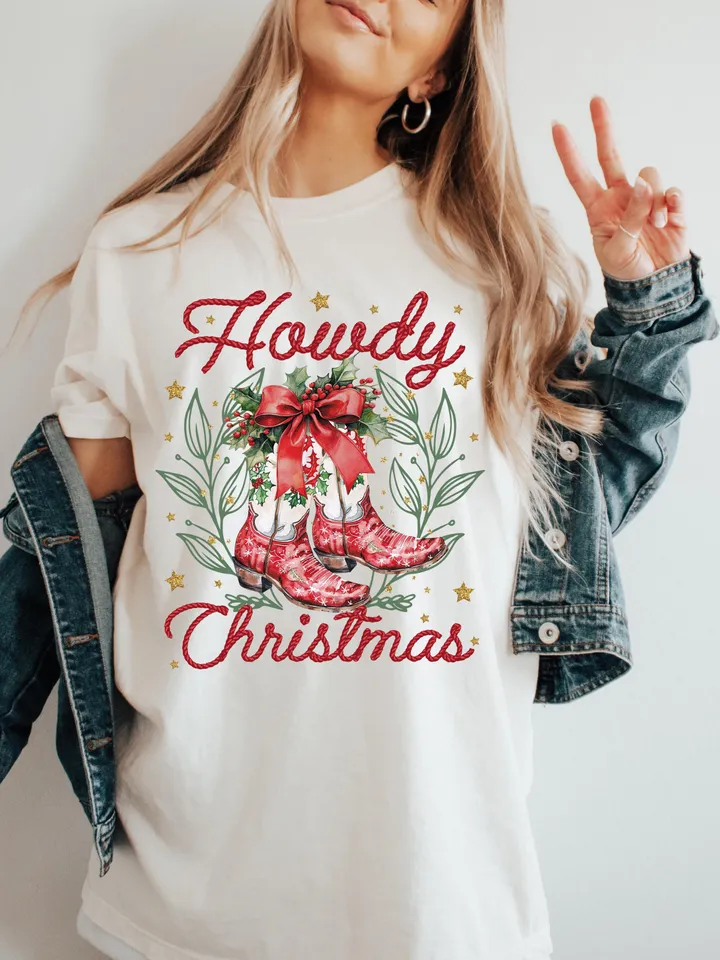 Howdy Christmas Png, Western Christmas Png, Coquette Christmas Png, Holiday Png, Cowgirl Christmas Png, Aesthetic png, Retro Christmas Png