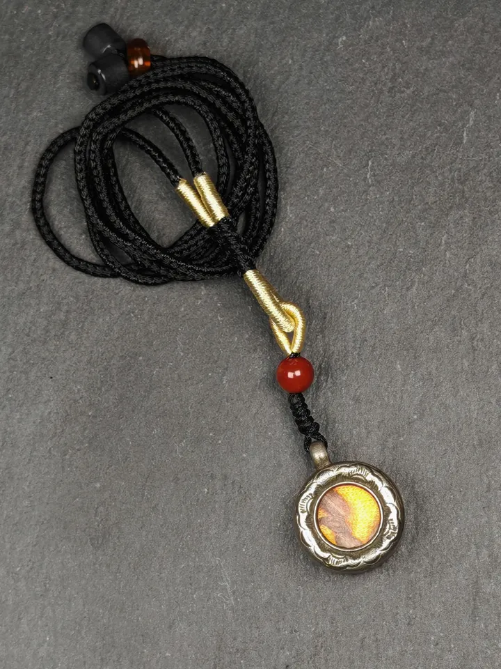 Gandhanra Antique Handmade Gau Ghau Shrine, Mini Tibetan Buddhist Altar Amulet Pendant