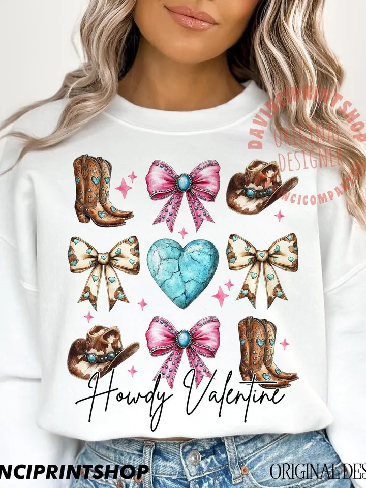 Western Valentines Coquette Bow png, Valentines Day png, Valentines png, Cowgirl Valentines, Western Valentines, Turquoise Cowhide, Love png