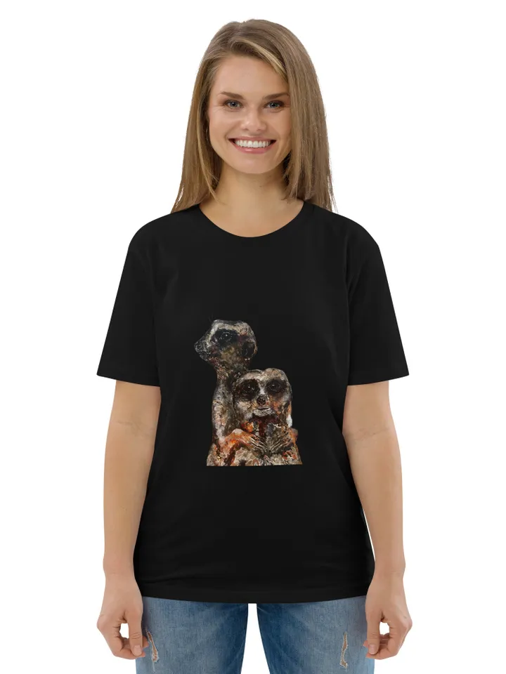 Meerkats couple Unisex organic cotton t-shirt