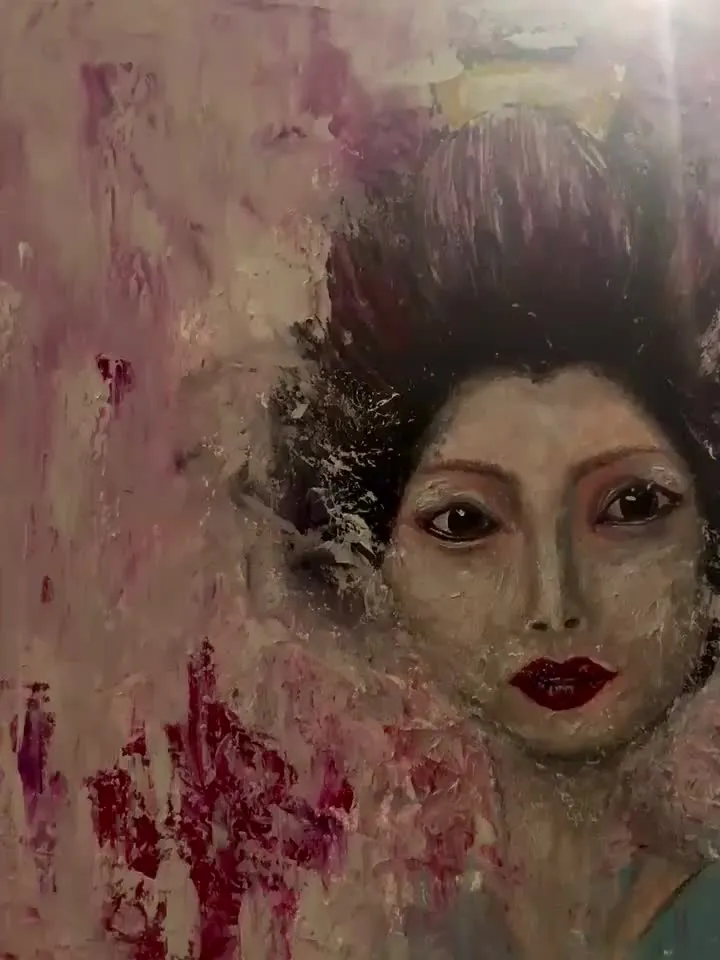 Japanese girl,original oil painting on stretched canvas,geisha painting,Japanese wall art,home decoration.