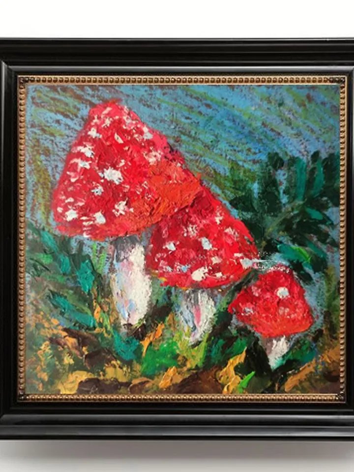 Mushrooms Oil Painting Fly Agaric Original Art Forest Mushroom Artwork