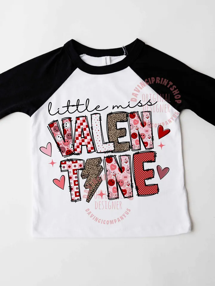 Little Miss valentine png, Retro Leopard Valentine sublimation designs downloads, Pink Loved Baby girl shirt Daughter clipart files download