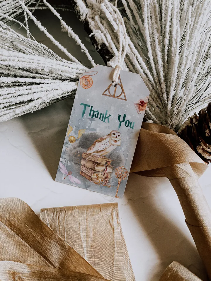 Thank you tag Wizarding World; Magic School Baby Shower; Printable thank you sticker; thank you favor tag Magical Party Decoration; ms7