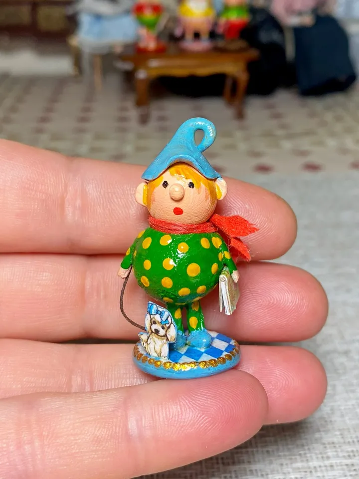 Doll toy. 1:12. Gnomes. Handmade. Circus figurine.