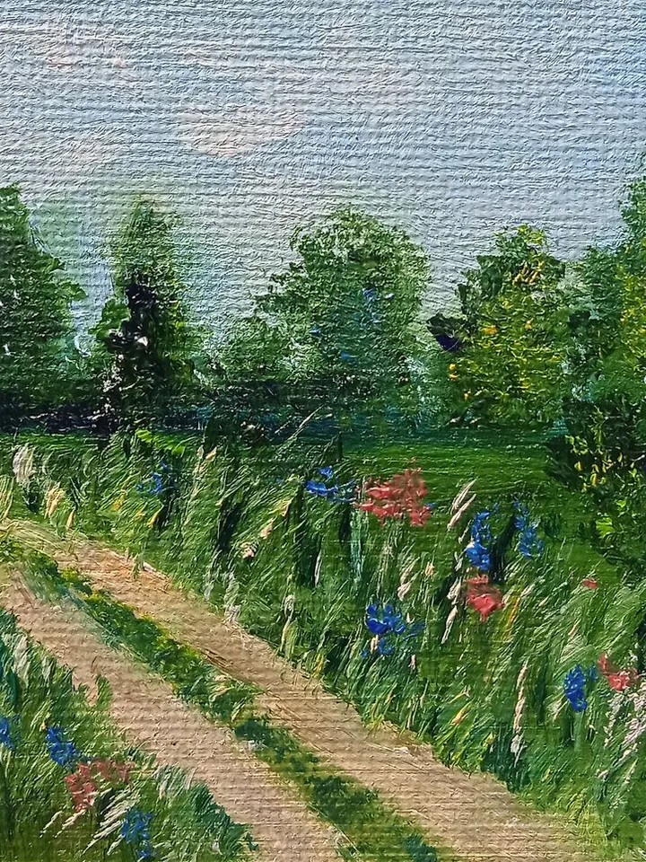 Landscape with Forest Road Miniature Original Oil Painting Dollhouse Painting