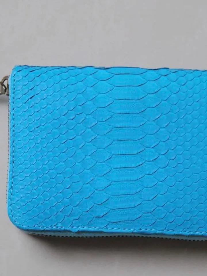 Genuine python skin turquise wallet | Small coin purse | Exotic leather wallet | Gift for her | Snakeskin designer wallet summer colour