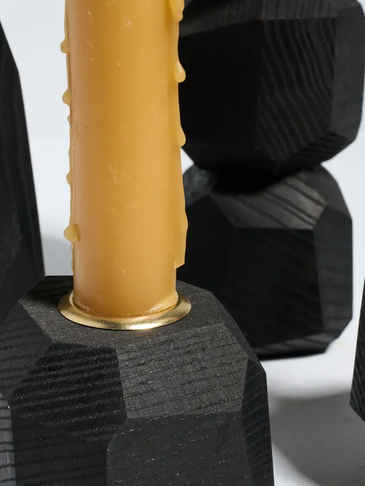 Black Geometric Tapered Candlestick Holder