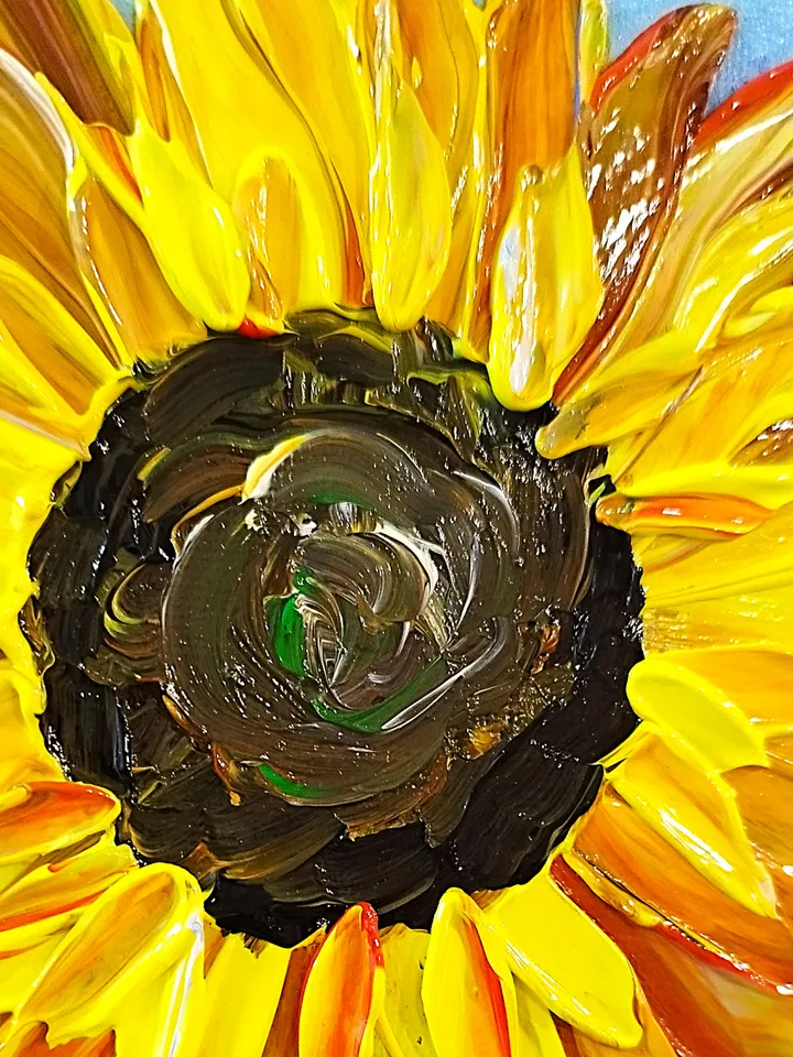 Sunflowers painting textured art wall decor Artwork