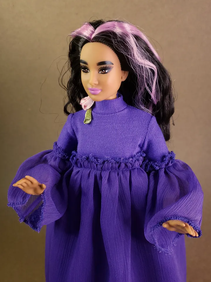 Handmade purple maxi dress for 1/6 scale fashion female dolls