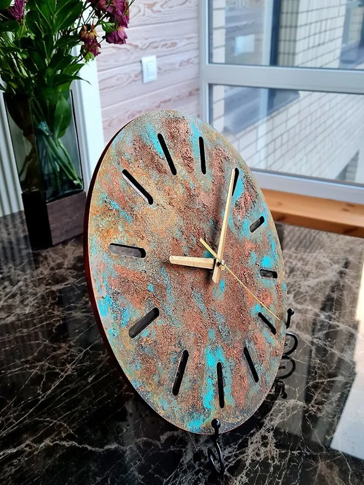 Retro wall clock Unique art rusty color wall clock Texture clock Silent clock