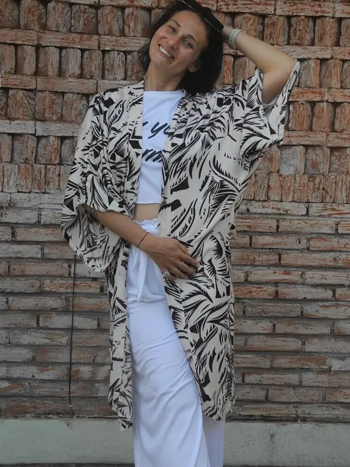 Print  Bikini Cover Summer Beach Kimono | Resort Wear Women | Summer Cover Vacation Classy Robe |  Beach Kimono Viscose