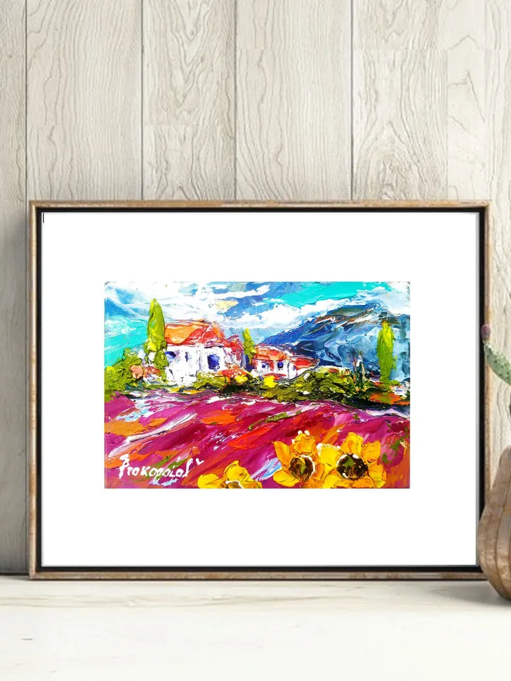 Tuscany Oil Painting Impasto Original Art Landscape Painting Tuscan Small Artwork Italy Wall Art 4 by 6 by ArtProkopaloSv
