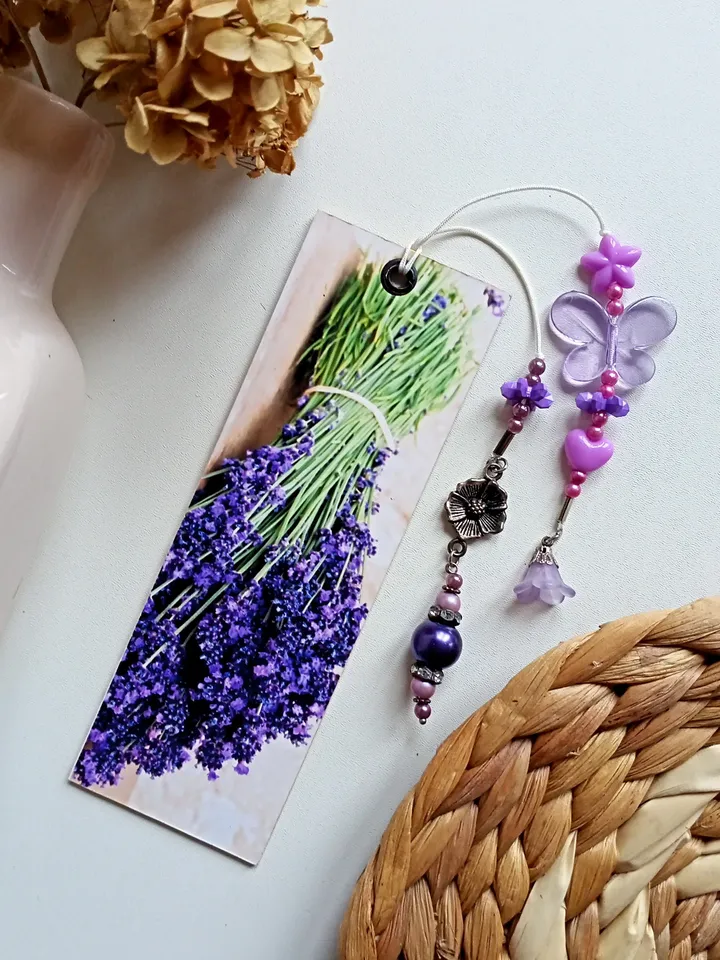 Hand made double sided bookmark with charm\Personalized bookmark for travelers notebook\Gifts for Mum-Daughter-Sister\Gift for teacher