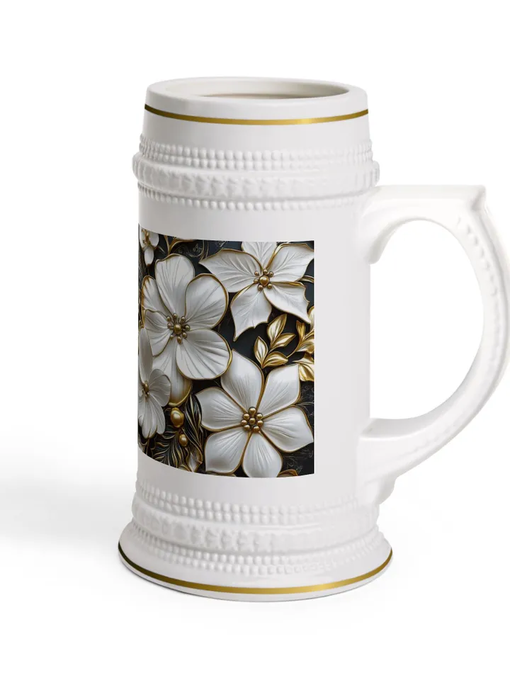 Floral Beer Stein Mug | Elegant Drinkware | Perfect Gift for Beer Lovers | Home Bar Decor | Wedding Toasting | Celebrate Any Occasion
