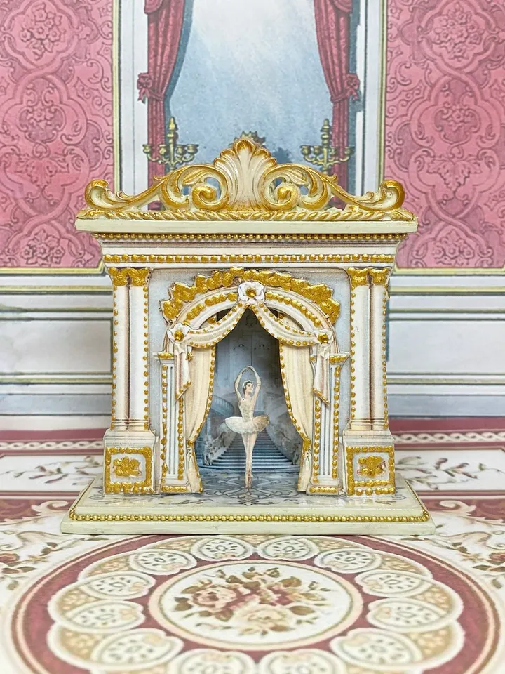 Ballet theater. dollhouse miniature. Classic puppet theater. Author's design Handmade. 1:12. Theater for a dollhouse.