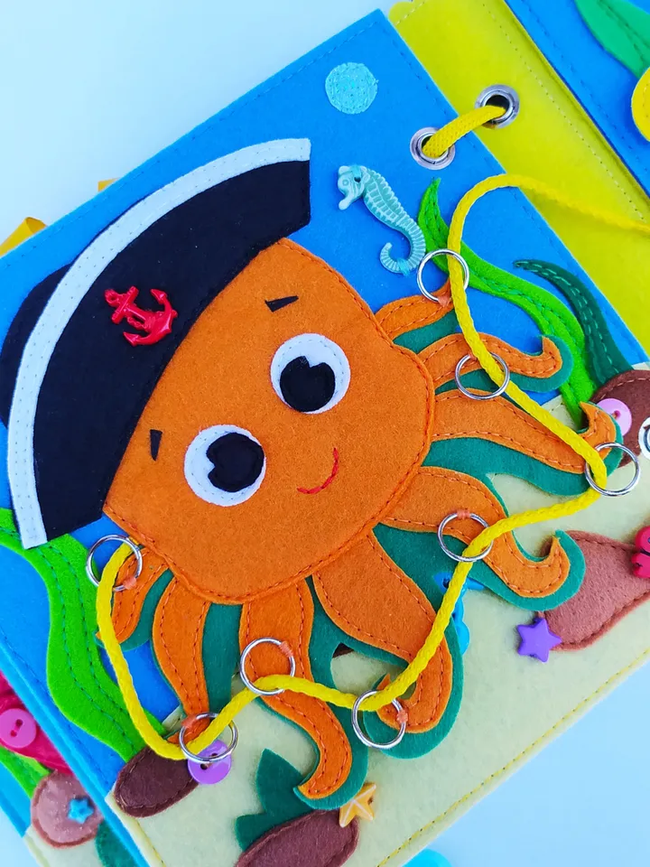 Sea Animals Quiet book Pattern PDF, Felt book pattern, Soft sensory book template, Quiet book sewing ideas for kids 2, 3, 4 year old