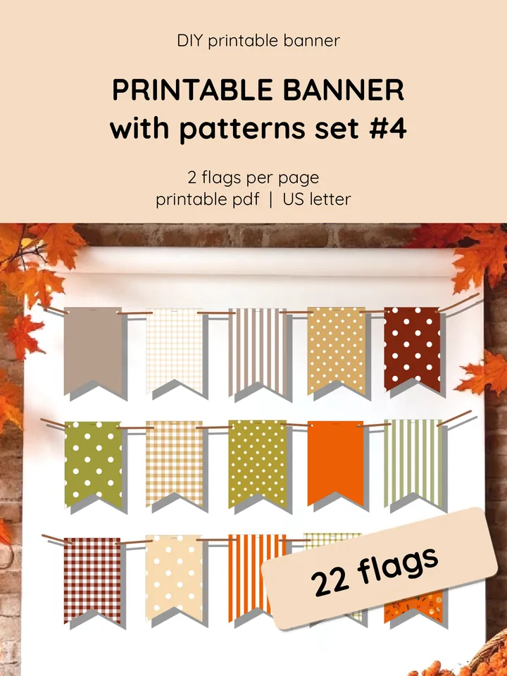 Modern Fall Banner Printable. Minimal Style Decor
Printable Minimalist Autumn Garland. Trendy Color Palette.