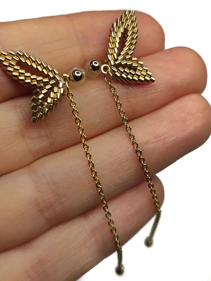 PDF tutorial - Beaded Butterfly earrings with chain