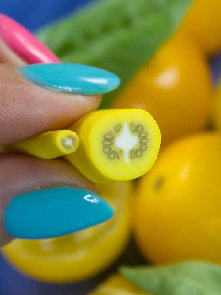 TUTORIAL Miniature yellow tomato cane with polymer clay