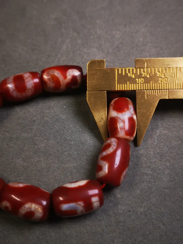 Gandhanra Old Tibetan Dzi Bead Bracelet, Fire Agate Beads Bracelet,Mixed Swastika,Vase,Lotus,Tiger Tooth,and Phum Dzi Beads