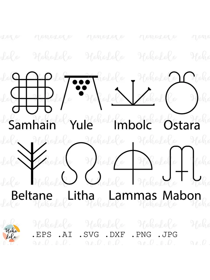 Sabbat Wiccan Symbols, Sabbat Wiccan Symbol Svg, Sabbat Wiccan Symbol Cricut, Sabbat Wiccan Symbols Clipart Png, Tattoos Signs Stencil Dxf