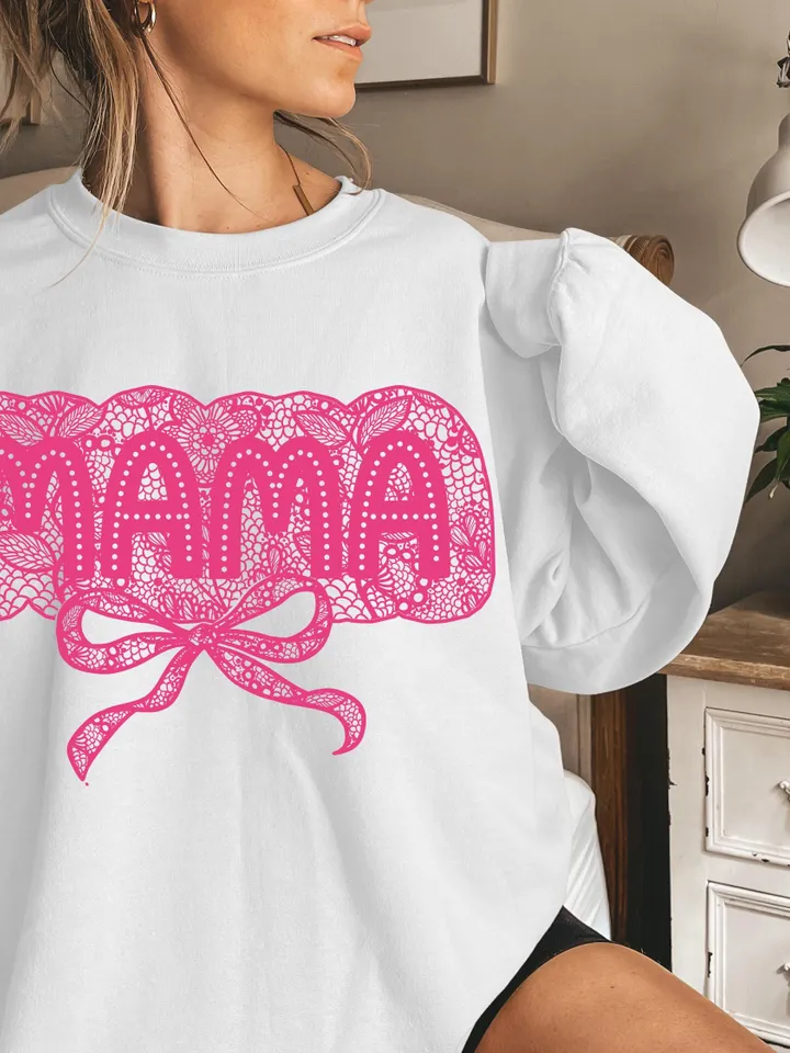 Lace Mama Coquette Png, Mama Png, Floral Mama Chinoiserie Png, Mama Varsity Png, Mothers Day Png, Gift for Mom, Lace Coquette Bow Png