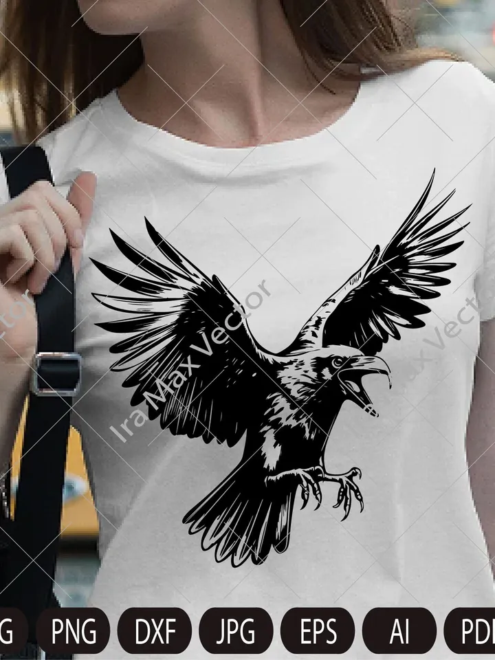 Raven svg, Raven Silhouette dxf, Raven clipart, Crow svg, bird svg, Crow flying svg, raven flying, Crow attacked, Raven attacked