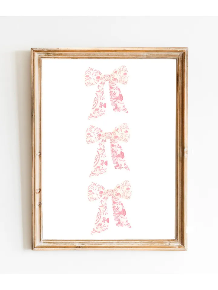 Pink Bow Watercolor Painting, Light Soft Pastel, Nursery Decor, Little Girl Nursery, Blush Pink Gallery, Kids Print, Bow Art,Gift For Girl