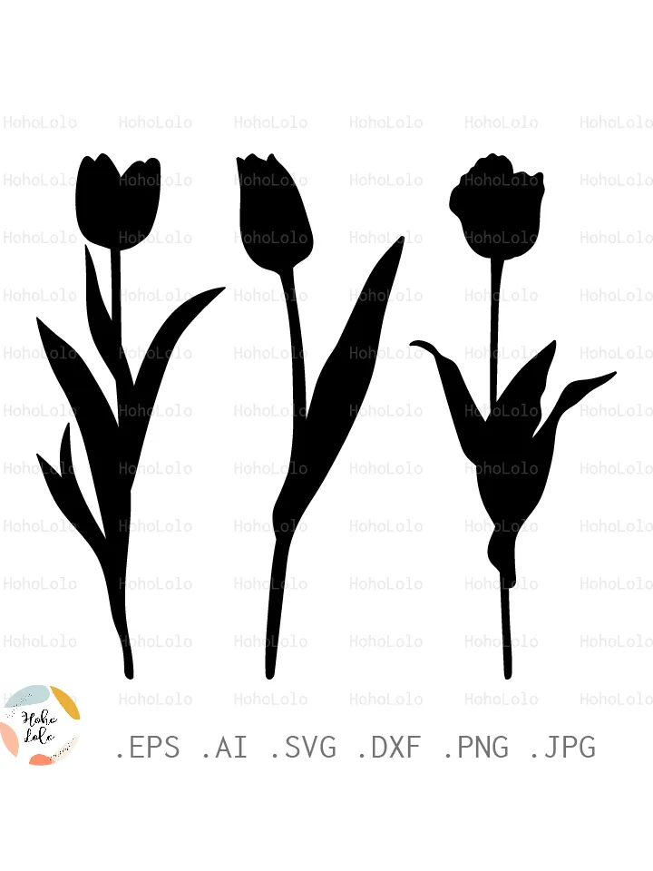 Tulip Svg, Tulip Silhouette, Tulip Cricut, Tulip Clipart Png, Tulip Stencil, Tulip Template Dxf, Tulip Flower, Flower Svg, Flower Cricut